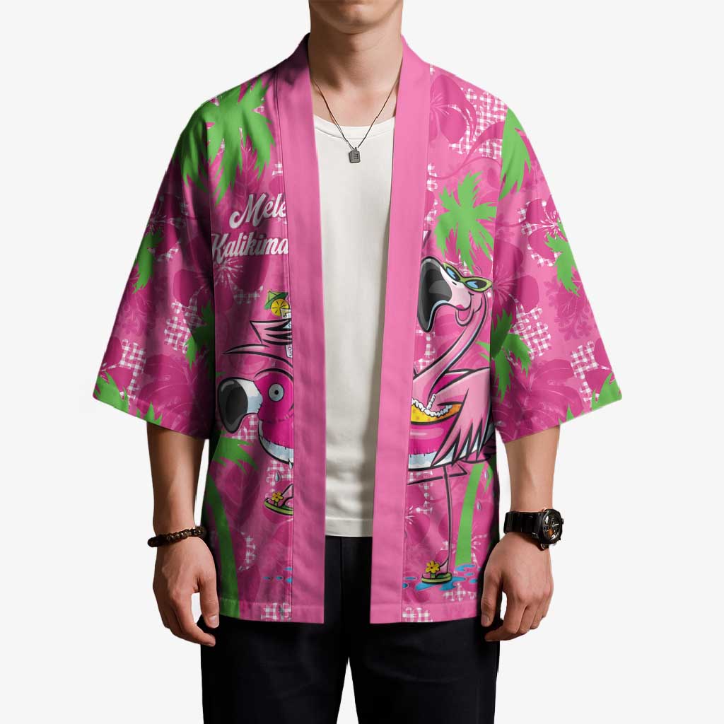 Aloha Hawaii Christmas Kimono Mele Kalikimaka Chill Flamingo Palaka Quilt Motifs - Polynesian Pride