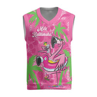 Aloha Hawaii Christmas Knitted V-Neck Vest Mele Kalikimaka Chill Flamingo Palaka Quilt Motifs - Polynesian Pride