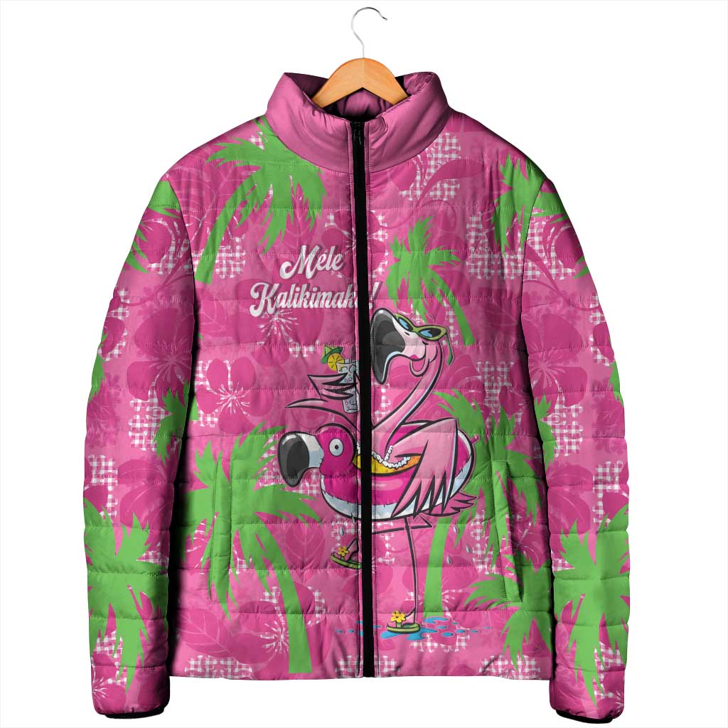 Aloha Hawaii Christmas Padded Jacket Mele Kalikimaka Chill Flamingo Palaka Quilt Motifs - Polynesian Pride