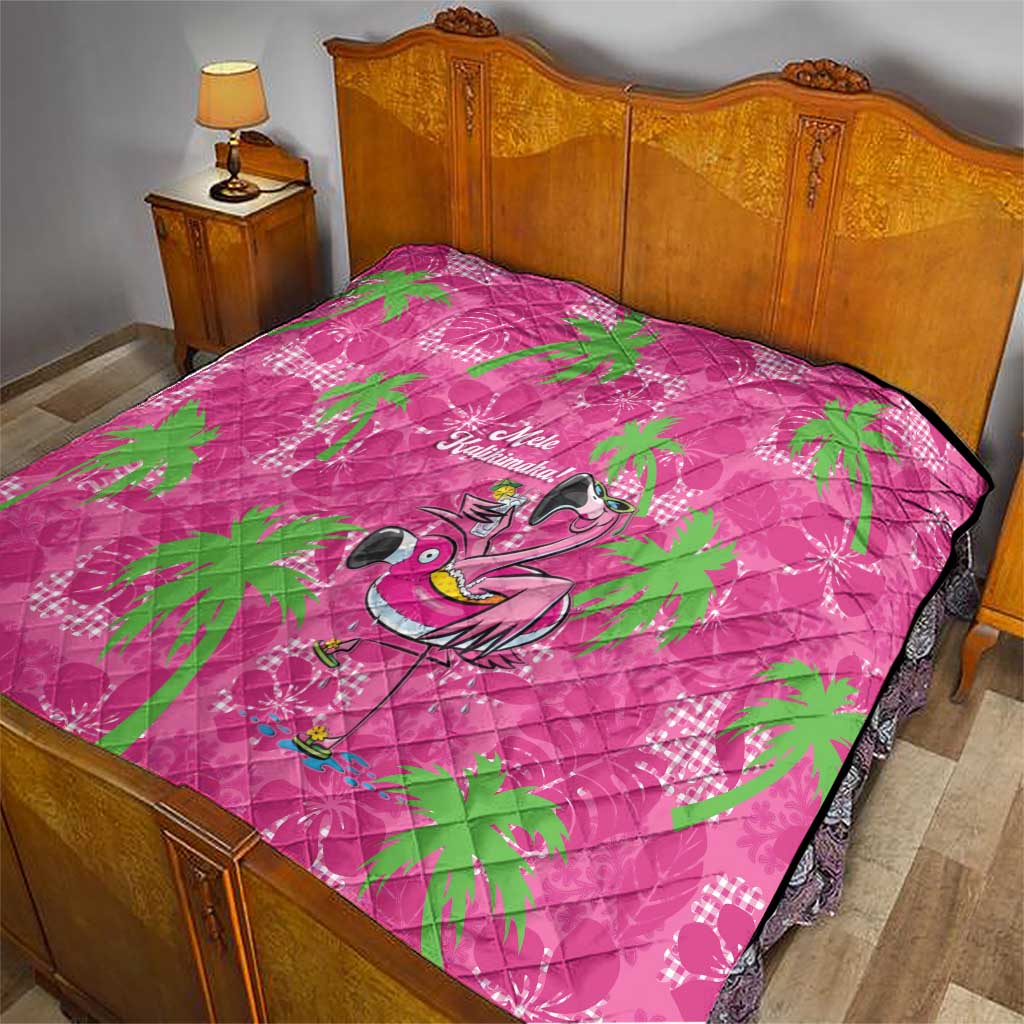 Aloha Hawaii Christmas Quilt Mele Kalikimaka Chill Flamingo Palaka Quilt Motifs - Polynesian Pride