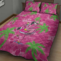 Aloha Hawaii Christmas Quilt Bed Set Mele Kalikimaka Chill Flamingo Palaka Quilt Motifs - Polynesian Pride