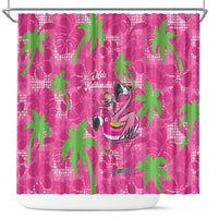 Aloha Hawaii Christmas Shower Curtain Mele Kalikimaka Chill Flamingo Palaka Quilt Motifs LT14 Pink - Polynesian Pride