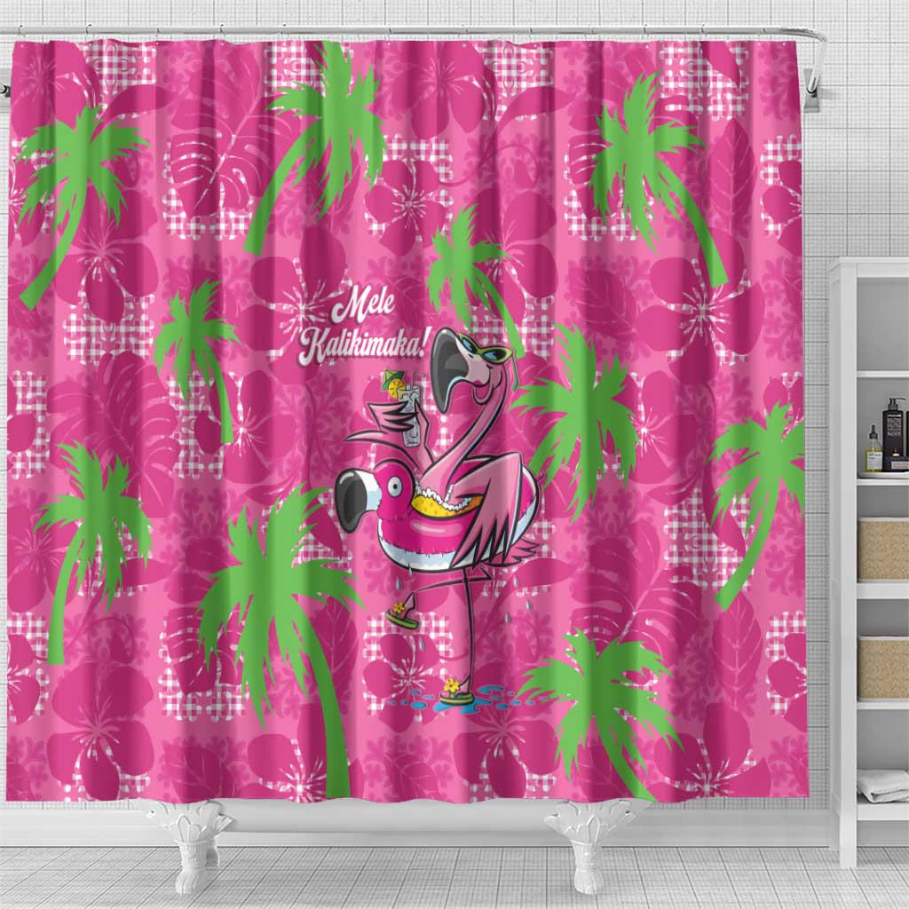 Aloha Hawaii Christmas Shower Curtain Mele Kalikimaka Chill Flamingo Palaka Quilt Motifs LT14 - Polynesian Pride