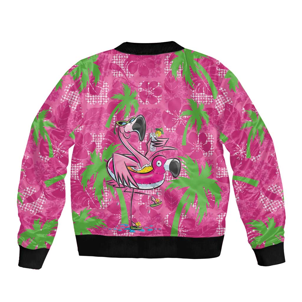 Aloha Hawaii Christmas Sleeve Zip Bomber Jacket Mele Kalikimaka Chill Flamingo Palaka Quilt Motifs LT14 - Polynesian Pride