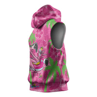 Aloha Hawaii Christmas Sleeveless Hoodie Mele Kalikimaka Chill Flamingo Palaka Quilt Motifs - Polynesian Pride