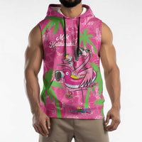 Aloha Hawaii Christmas Sleeveless Hoodie Mele Kalikimaka Chill Flamingo Palaka Quilt Motifs - Polynesian Pride