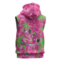 Aloha Hawaii Christmas Sleeveless Zip Hoodie Mele Kalikimaka Chill Flamingo Palaka Quilt Motifs LT14 - Polynesian Pride
