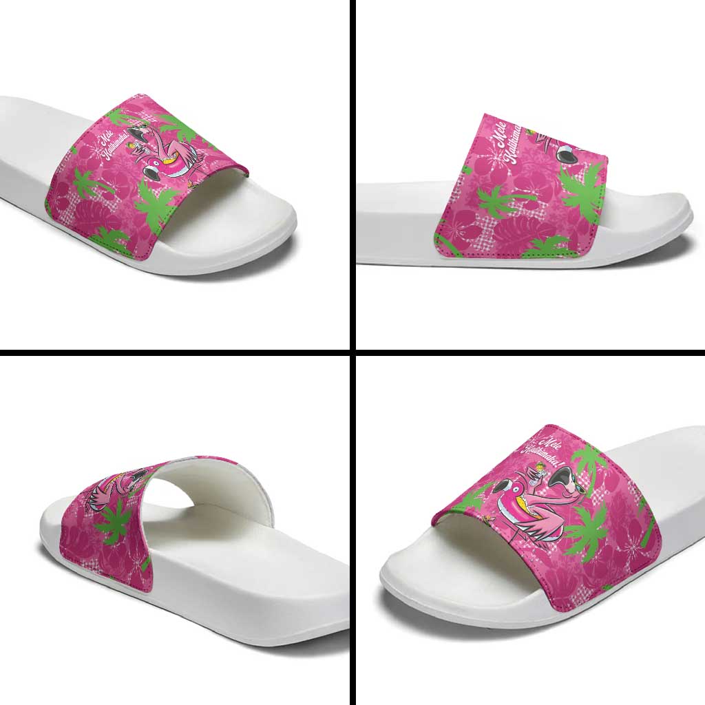 Aloha Hawaii Christmas Slide Sandals Mele Kalikimaka Chill Flamingo Palaka Quilt Motifs LT14 - Polynesian Pride