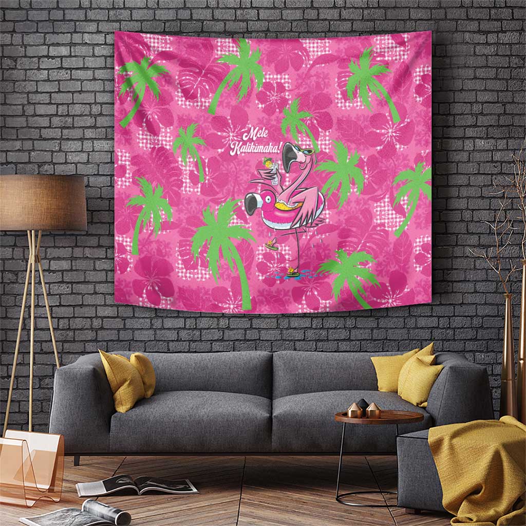 Aloha Hawaii Christmas Tapestry Mele Kalikimaka Chill Flamingo Palaka Quilt Motifs LT14 Pink - Polynesian Pride