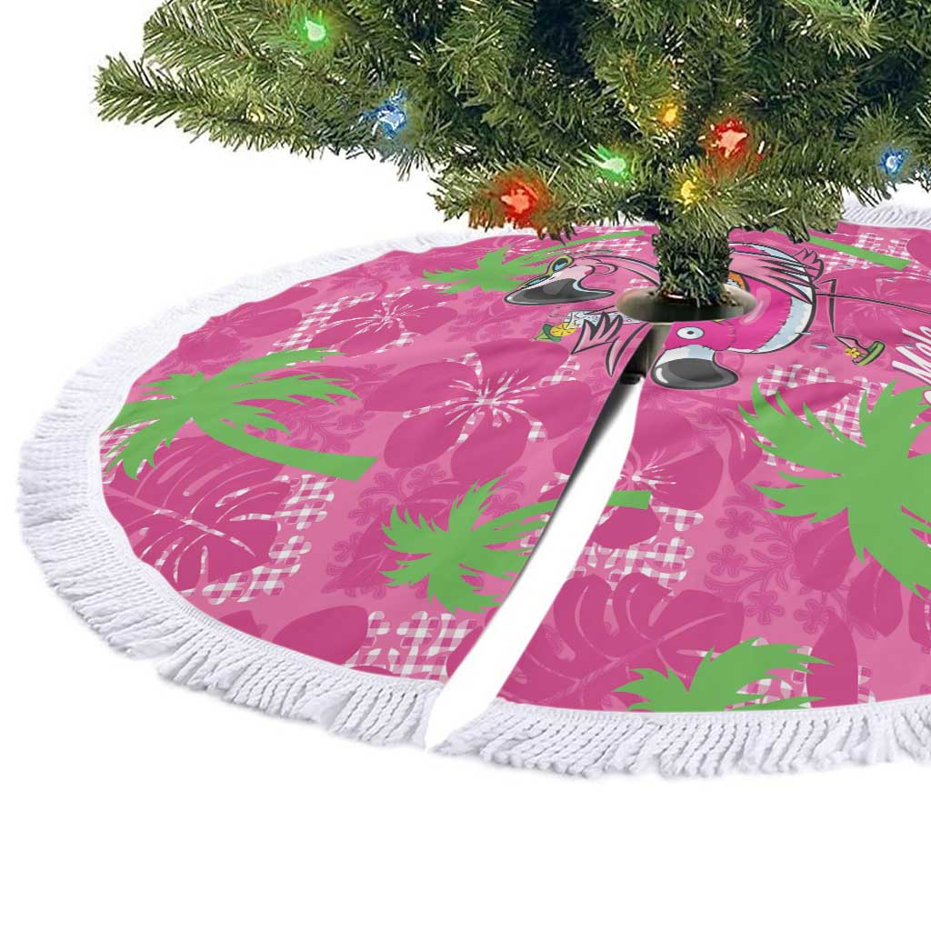 Aloha Hawaii Christmas Tree Skirt Mele Kalikimaka Chill Flamingo Palaka Quilt Motifs - Polynesian Pride