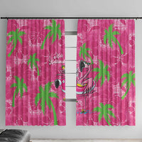 Aloha Hawaii Christmas Window Curtain Mele Kalikimaka Chill Flamingo Palaka Quilt Motifs LT14 With Hooks Pink - Polynesian Pride