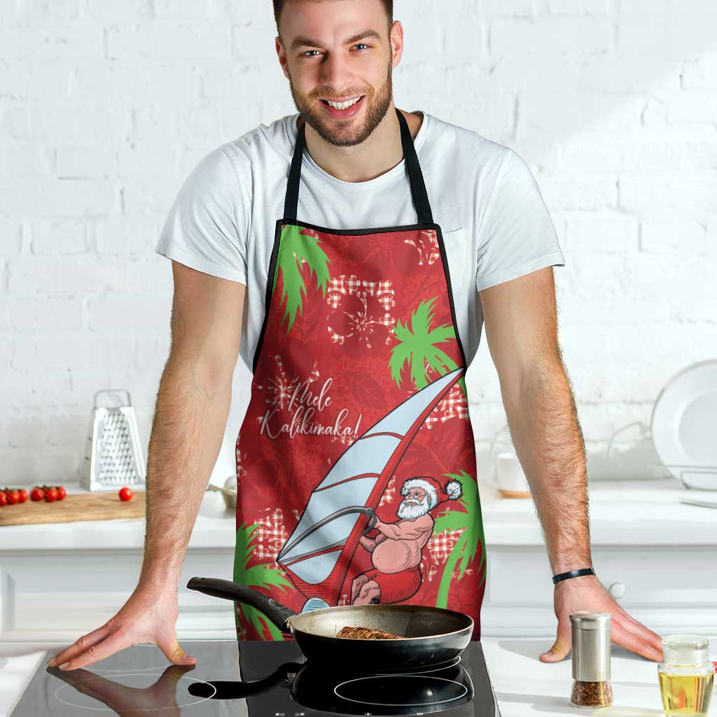 Aloha Hawaii Christmas Apron Mele Kalikimaka Windsurfing Santa Palaka Quilt Motifs - Polynesian Pride