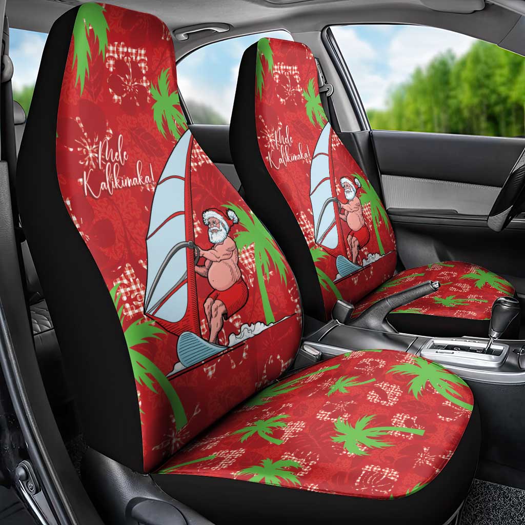 Aloha Hawaii Christmas Car Seat Cover Mele Kalikimaka Windsurfing Santa Palaka Quilt Motifs - Polynesian Pride