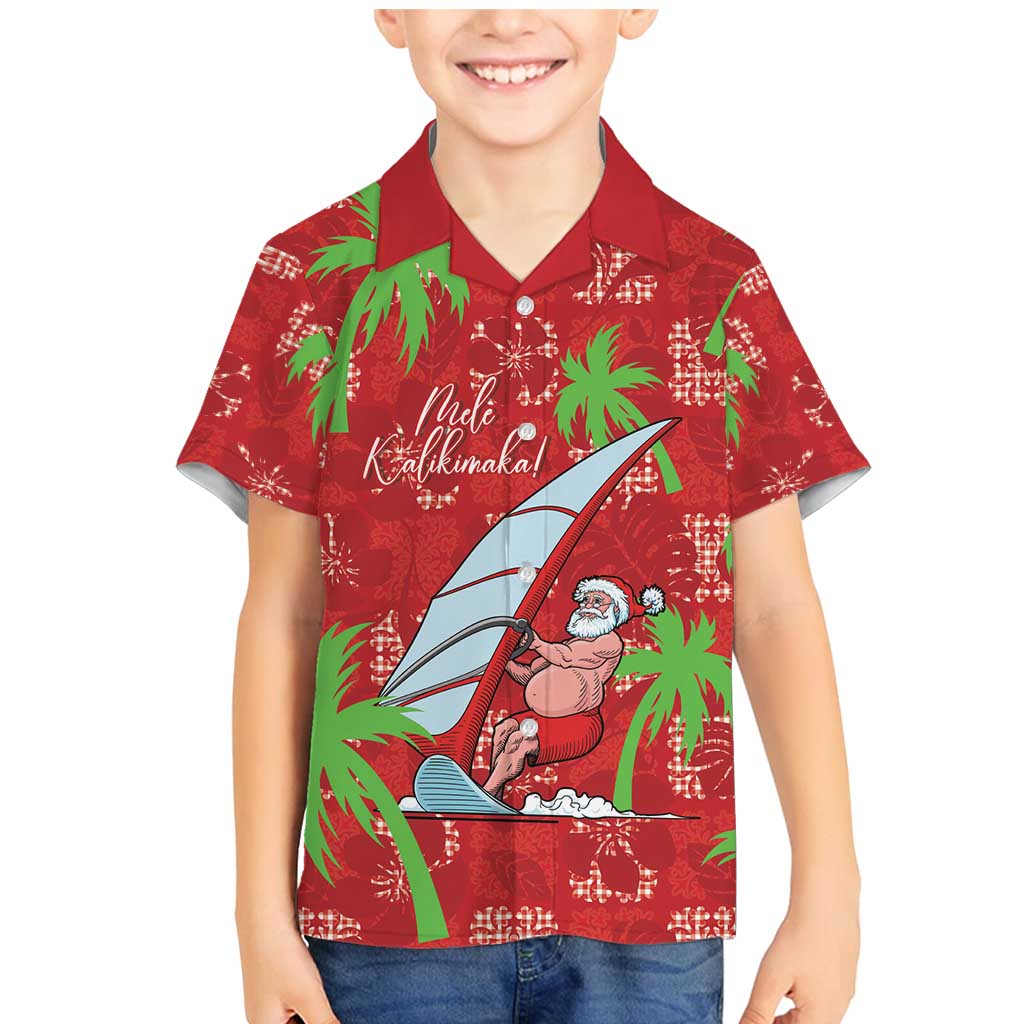 Aloha Hawaii Christmas Family Matching Mermaid Dress and Hawaiian Shirt Mele Kalikimaka Windsurfing Santa Palaka Quilt Motifs - Polynesian Pride