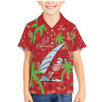 Aloha Hawaii Christmas Family Matching Mermaid Dress and Hawaiian Shirt Mele Kalikimaka Windsurfing Santa Palaka Quilt Motifs - Polynesian Pride