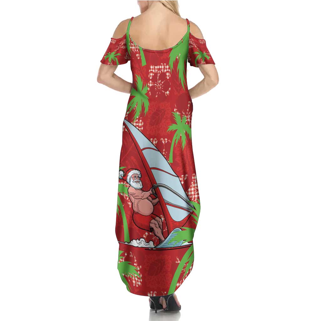 Aloha Hawaii Christmas Family Matching Summer Maxi Dress and Hawaiian Shirt Mele Kalikimaka Windsurfing Santa Palaka Quilt Motifs - Polynesian Pride