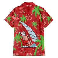 Aloha Hawaii Christmas Family Matching Tank Maxi Dress and Hawaiian Shirt Mele Kalikimaka Windsurfing Santa Palaka Quilt Motifs - Polynesian Pride