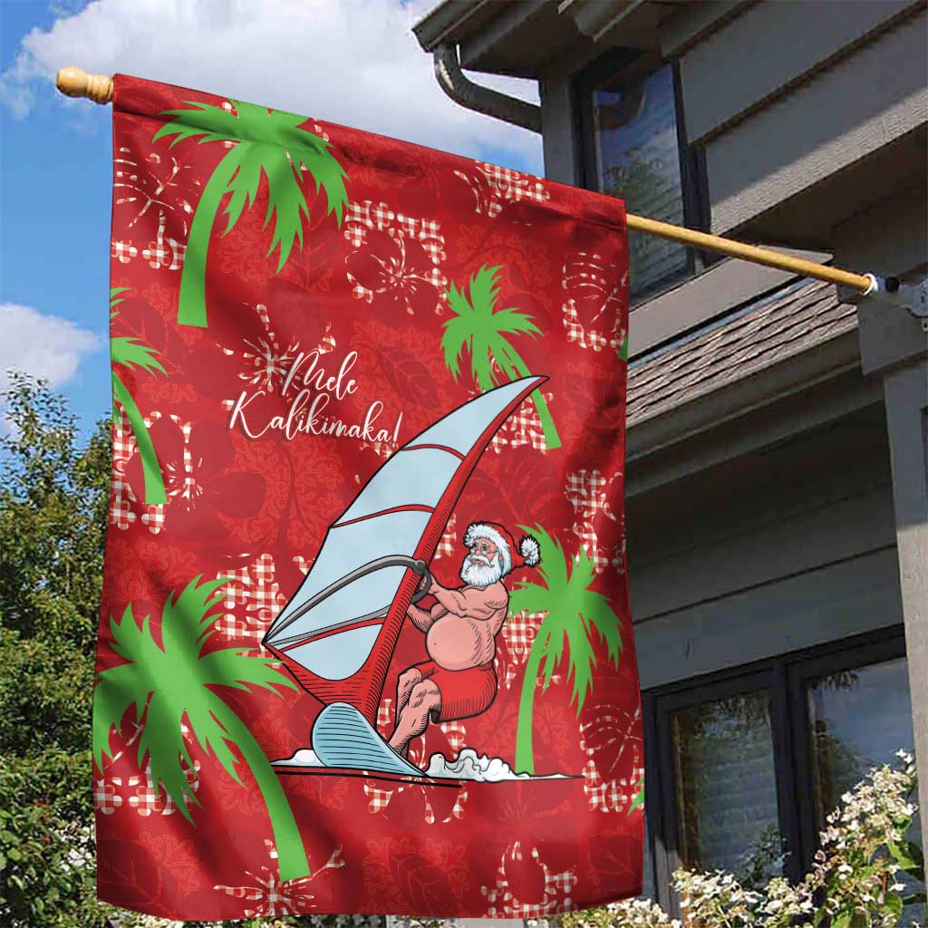 Aloha Hawaii Christmas Garden Flag Mele Kalikimaka Windsurfing Santa Palaka Quilt Motifs - Polynesian Pride