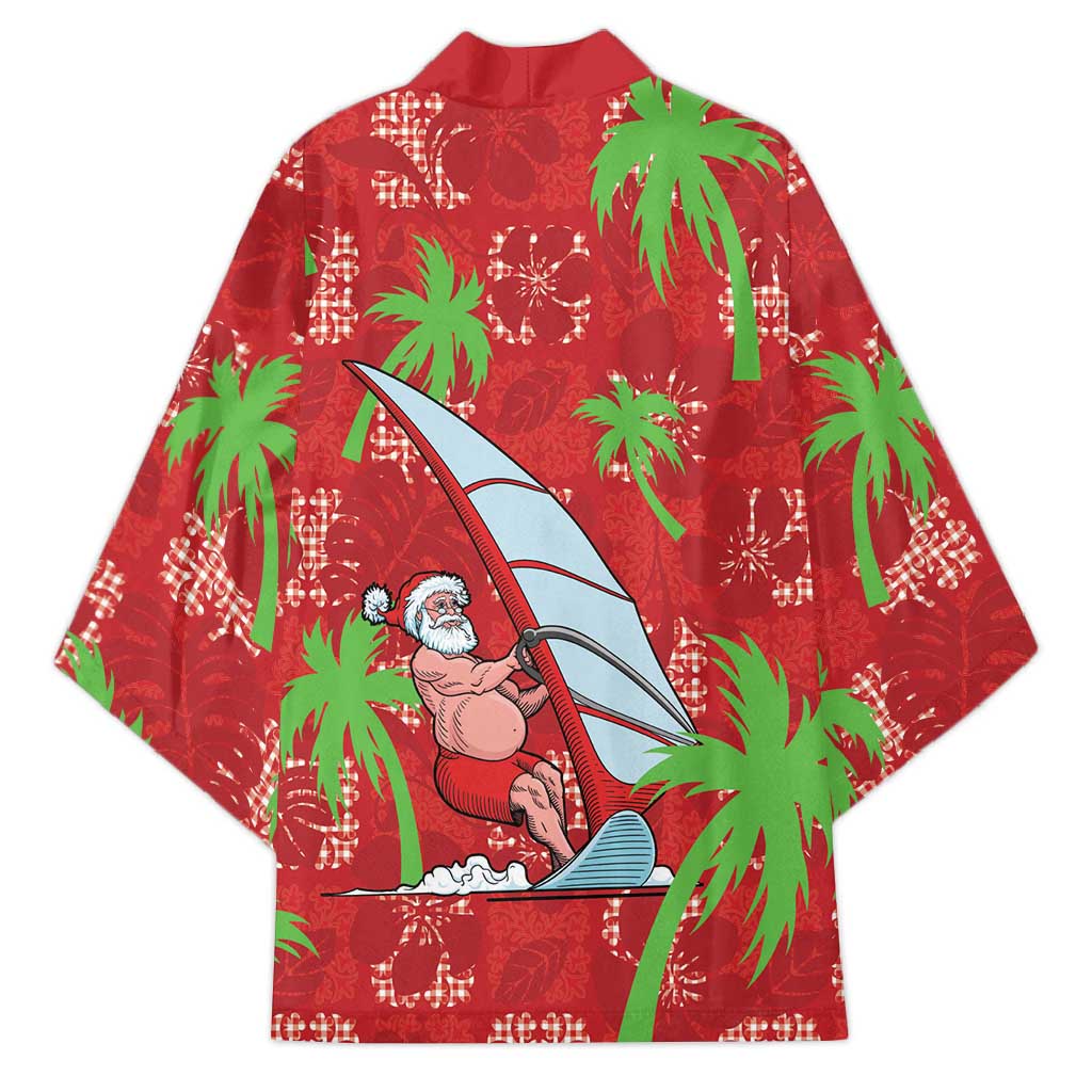 Aloha Hawaii Christmas Kimono Mele Kalikimaka Windsurfing Santa Palaka Quilt Motifs - Polynesian Pride