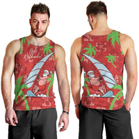 Aloha Hawaii Christmas Men Tank Top Mele Kalikimaka Windsurfing Santa Palaka Quilt Motifs - Polynesian Pride