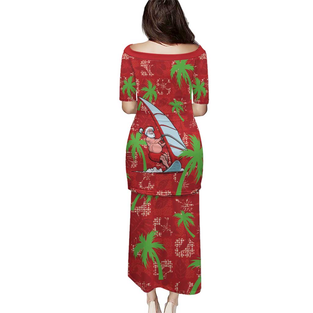 Aloha Hawaii Christmas Puletasi Mele Kalikimaka Windsurfing Santa Palaka Quilt Motifs LT14 - Polynesian Pride