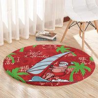 Aloha Hawaii Christmas Round Carpet Mele Kalikimaka Windsurfing Santa Palaka Quilt Motifs - Polynesian Pride