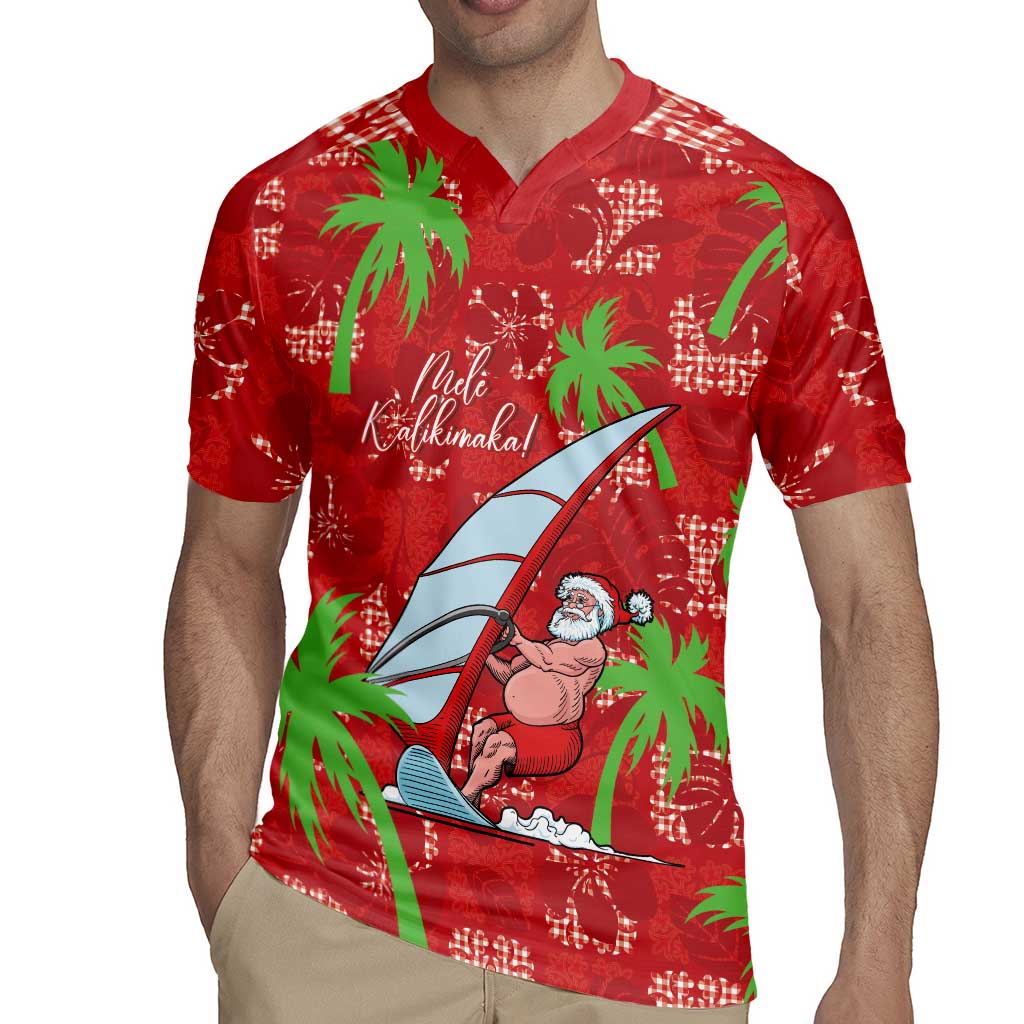 Aloha Hawaii Christmas Rugby Jersey Mele Kalikimaka Windsurfing Santa Palaka Quilt Motifs - Polynesian Pride