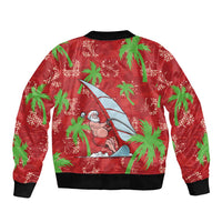 Aloha Hawaii Christmas Sleeve Zip Bomber Jacket Mele Kalikimaka Windsurfing Santa Palaka Quilt Motifs LT14 - Polynesian Pride