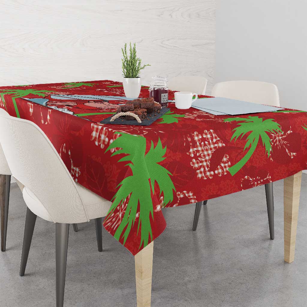 Aloha Hawaii Christmas Tablecloth Mele Kalikimaka Windsurfing Santa Palaka Quilt Motifs - Polynesian Pride