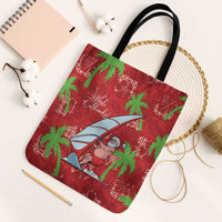Aloha Hawaii Christmas Tote Bag Mele Kalikimaka Windsurfing Santa Palaka Quilt Motifs - Polynesian Pride