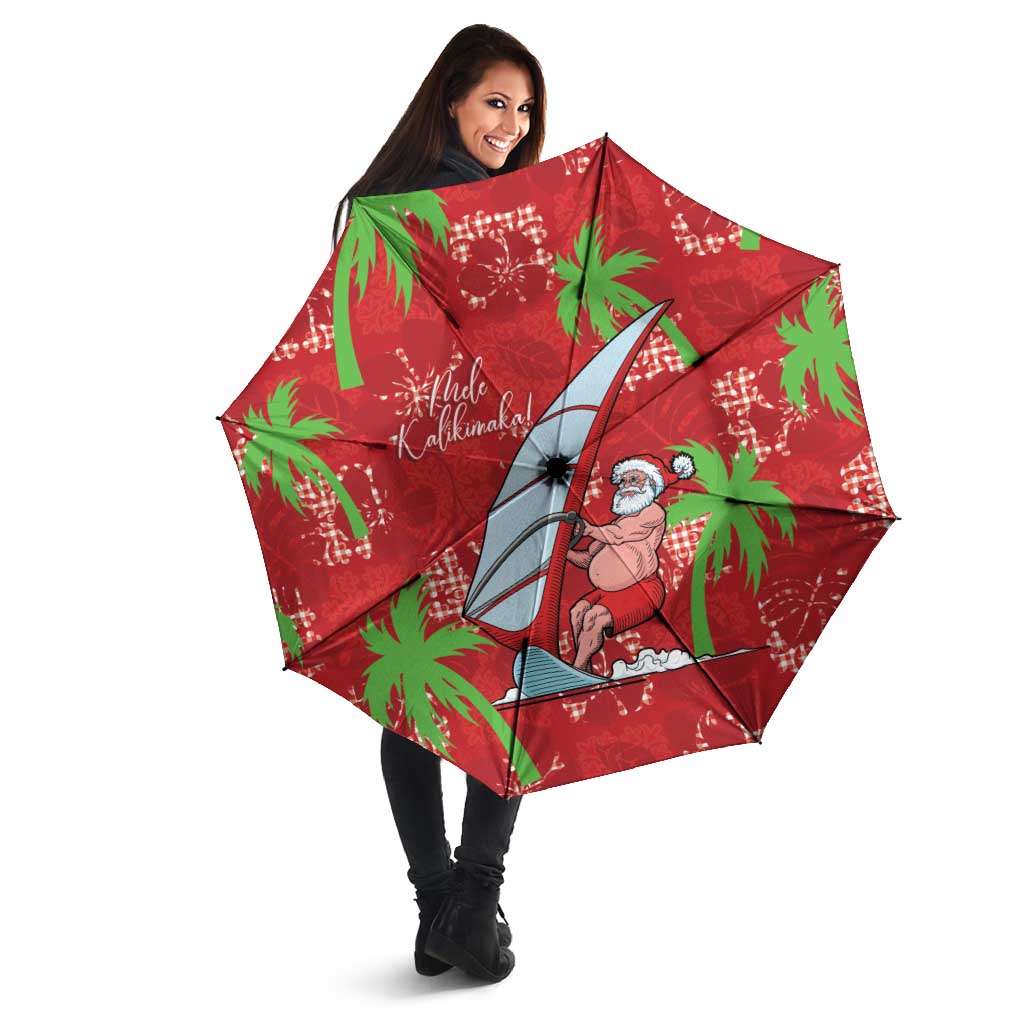 Aloha Hawaii Christmas Umbrella Mele Kalikimaka Windsurfing Santa Palaka Quilt Motifs - Polynesian Pride