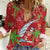 Aloha Hawaii Christmas Women Casual Shirt Mele Kalikimaka Windsurfing Santa Palaka Quilt Motifs - Polynesian Pride