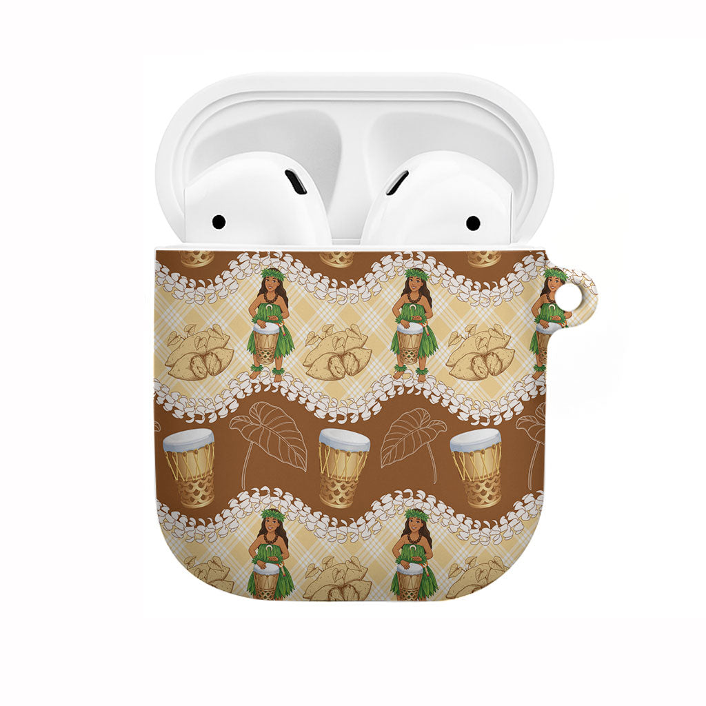 Hula Pahu Hawaii Makahiki AirPods Case Hawaiian Puakenikeni Lei Kalo Uala Palaka Motifs