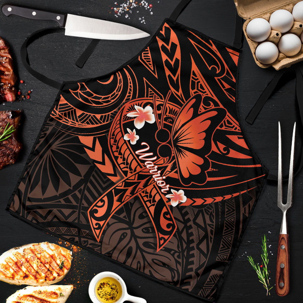 Polynesia Leukemia Awareness Month Apron Warrior Butterfly Polynesian Orange Ribbon LT14 Orange - Polynesian Pride