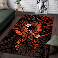 Polynesia Leukemia Awareness Month Area Rug Warrior Butterfly Polynesian Orange Ribbon LT14 Orange - Polynesian Pride