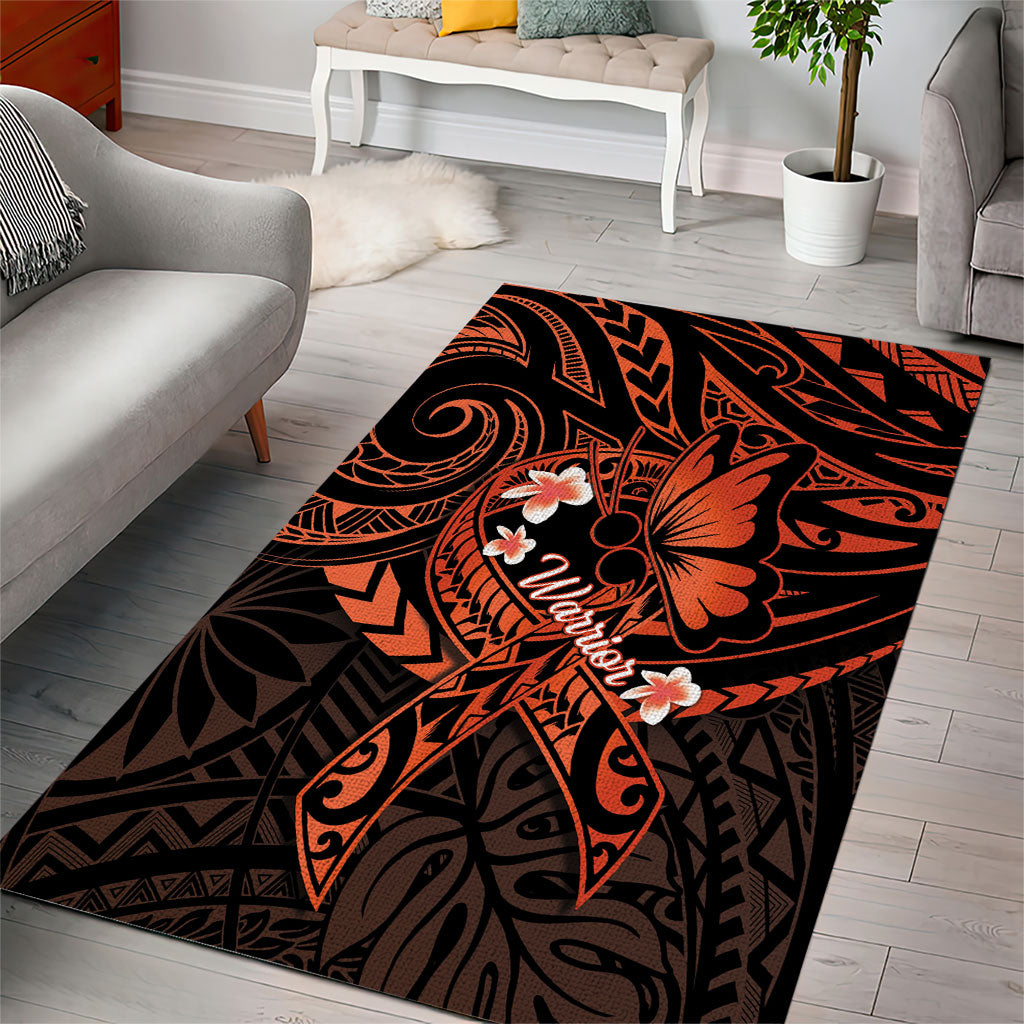 Polynesia Leukemia Awareness Month Area Rug Warrior Butterfly Polynesian Orange Ribbon LT14 - Polynesian Pride