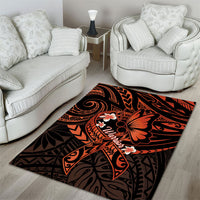 Polynesia Leukemia Awareness Month Area Rug Warrior Butterfly Polynesian Orange Ribbon LT14 - Polynesian Pride