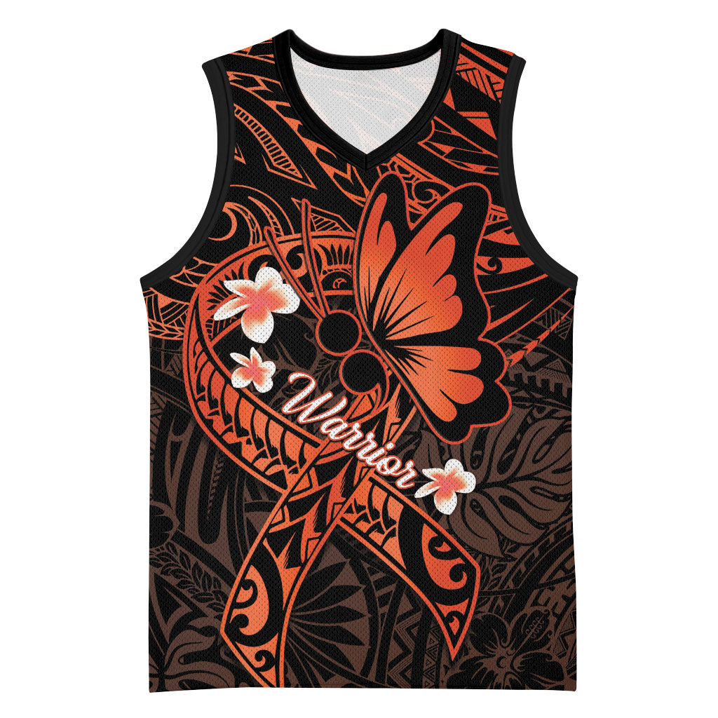 Polynesia Leukemia Awareness Month Basketball Jersey Warrior Butterfly Polynesian Orange Ribbon LT14 Unisex Orange - Polynesian Pride