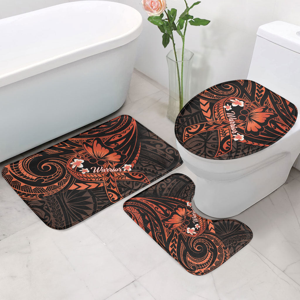 Polynesia Leukemia Awareness Month Bathroom Set Warrior Butterfly Polynesian Orange Ribbon LT14 - Polynesian Pride