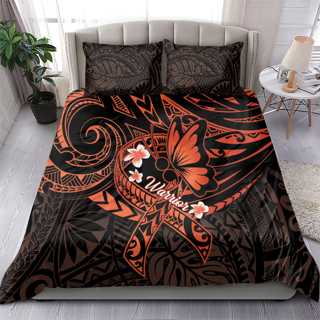Polynesia Leukemia Awareness Month Bedding Set Warrior Butterfly Polynesian Orange Ribbon LT14 - Polynesian Pride