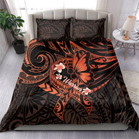 Polynesia Leukemia Awareness Month Bedding Set Warrior Butterfly Polynesian Orange Ribbon LT14 - Polynesian Pride