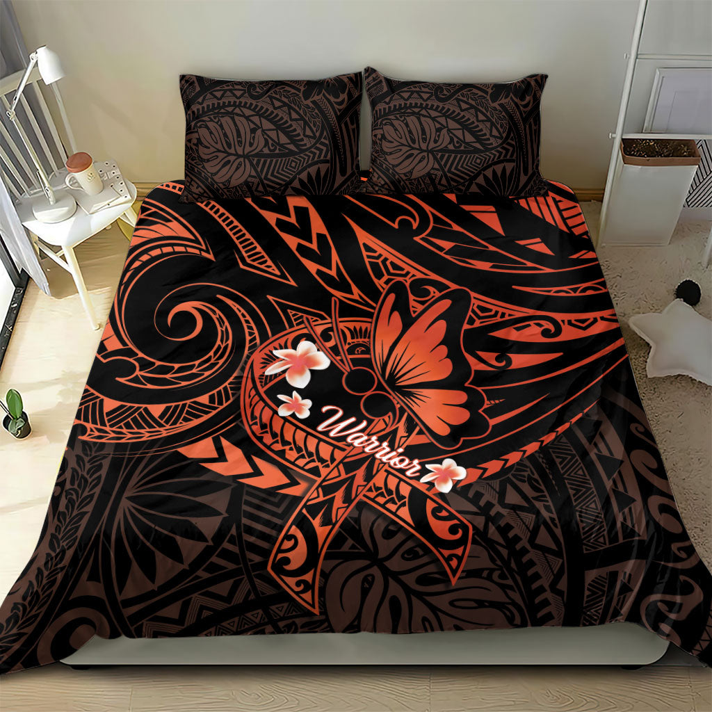 Polynesia Leukemia Awareness Month Bedding Set Warrior Butterfly Polynesian Orange Ribbon LT14 - Polynesian Pride