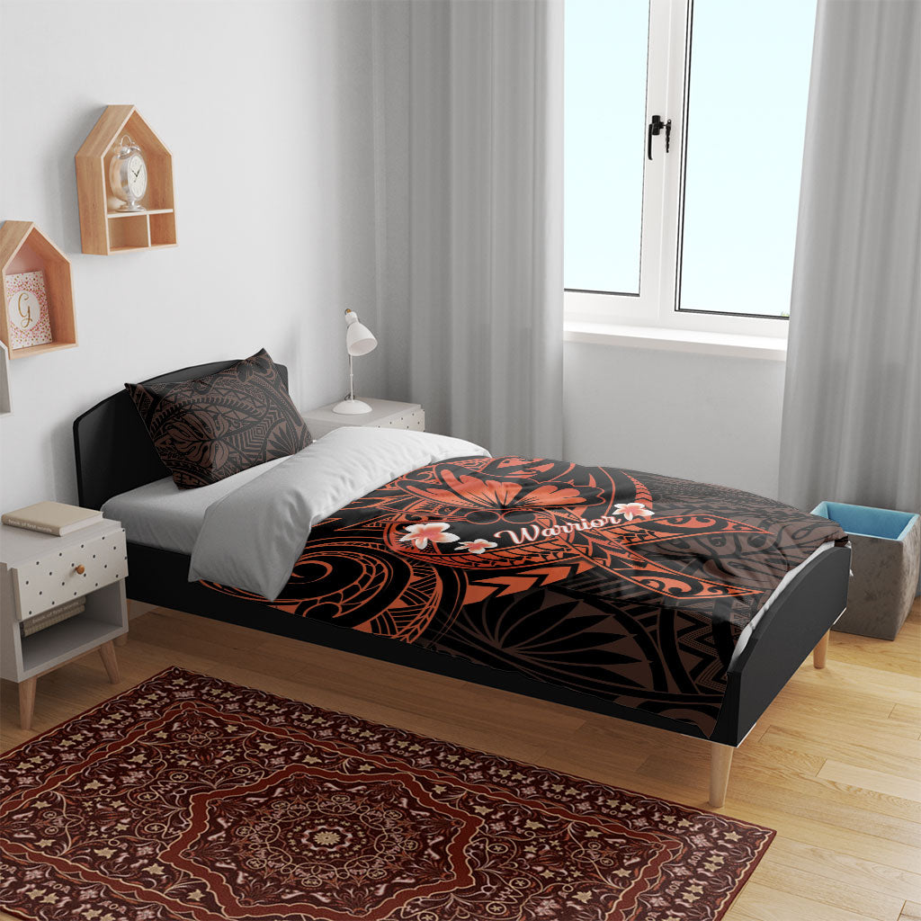 Polynesia Leukemia Awareness Month Bedding Set Warrior Butterfly Polynesian Orange Ribbon LT14 - Polynesian Pride