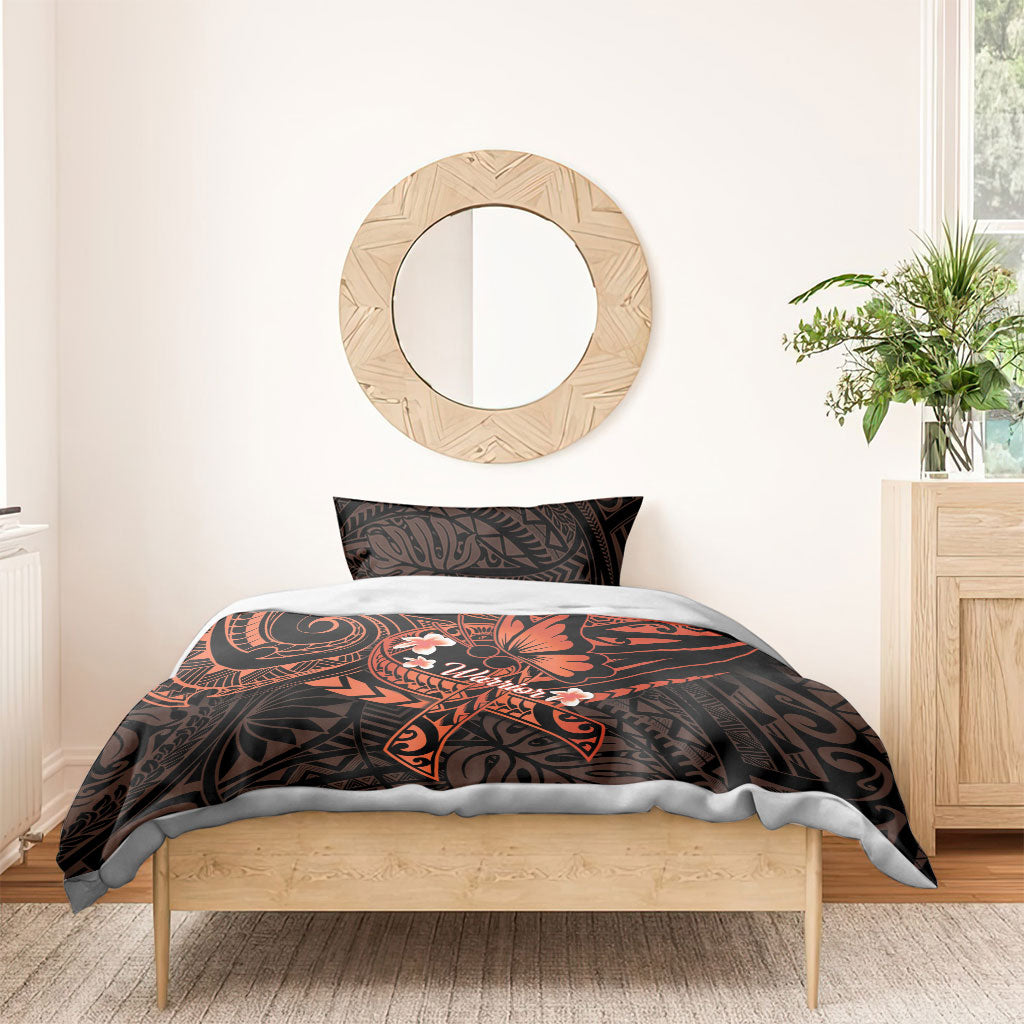 Polynesia Leukemia Awareness Month Bedding Set Warrior Butterfly Polynesian Orange Ribbon LT14 - Polynesian Pride