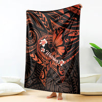 Polynesia Leukemia Awareness Month Blanket Warrior Butterfly Polynesian Orange Ribbon LT14 - Polynesian Pride