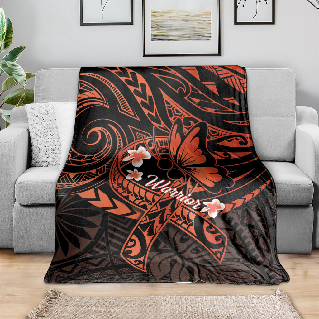 Polynesia Leukemia Awareness Month Blanket Warrior Butterfly Polynesian Orange Ribbon LT14 - Polynesian Pride