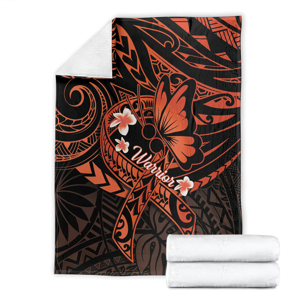 Polynesia Leukemia Awareness Month Blanket Warrior Butterfly Polynesian Orange Ribbon LT14 - Polynesian Pride