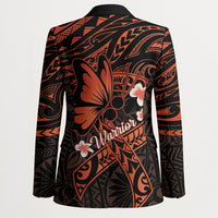 Polynesia Leukemia Awareness Month Blazer Warrior Butterfly Polynesian Orange Ribbon LT14 - Polynesian Pride
