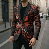 Polynesia Leukemia Awareness Month Blazer Warrior Butterfly Polynesian Orange Ribbon LT14 - Polynesian Pride
