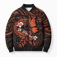 Polynesia Leukemia Awareness Month Bomber Puffer Jacket Warrior Butterfly Polynesian Orange Ribbon LT14 Unisex Orange - Polynesian Pride